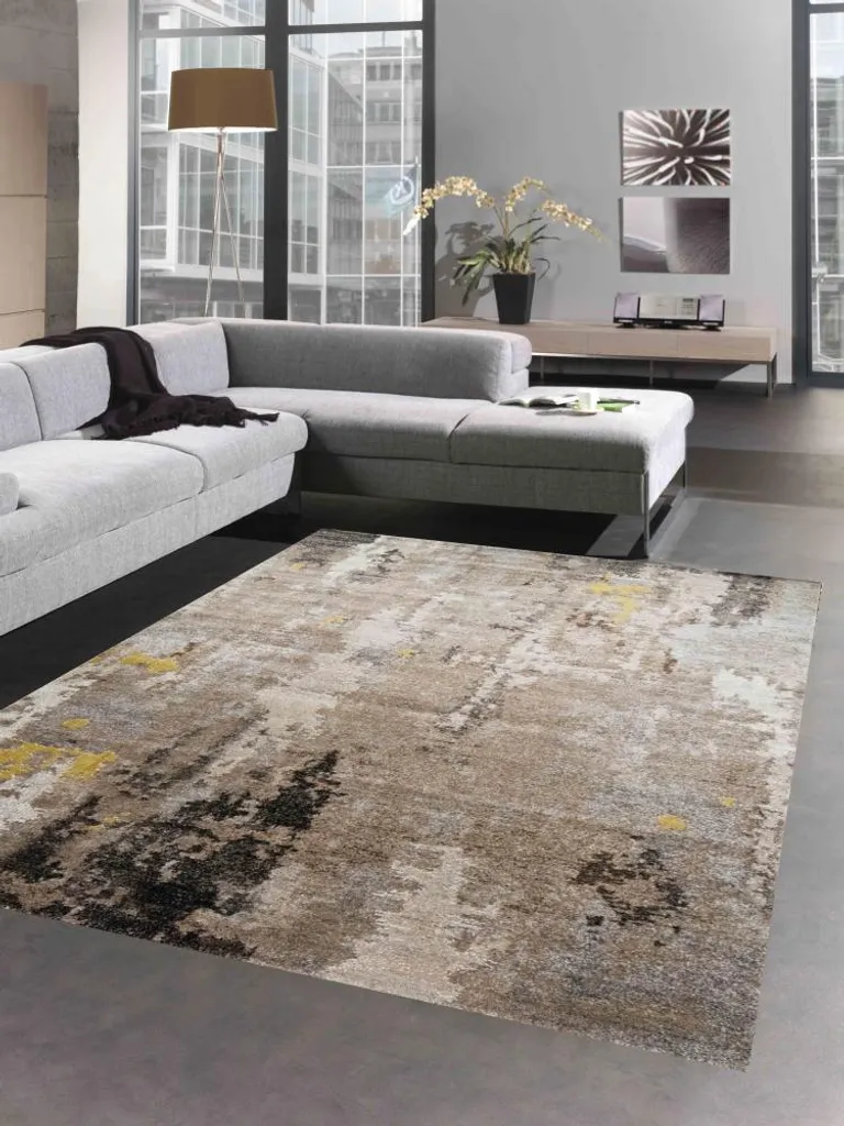 Tapis de couloir et salon design marron beige pour intérieur moderne