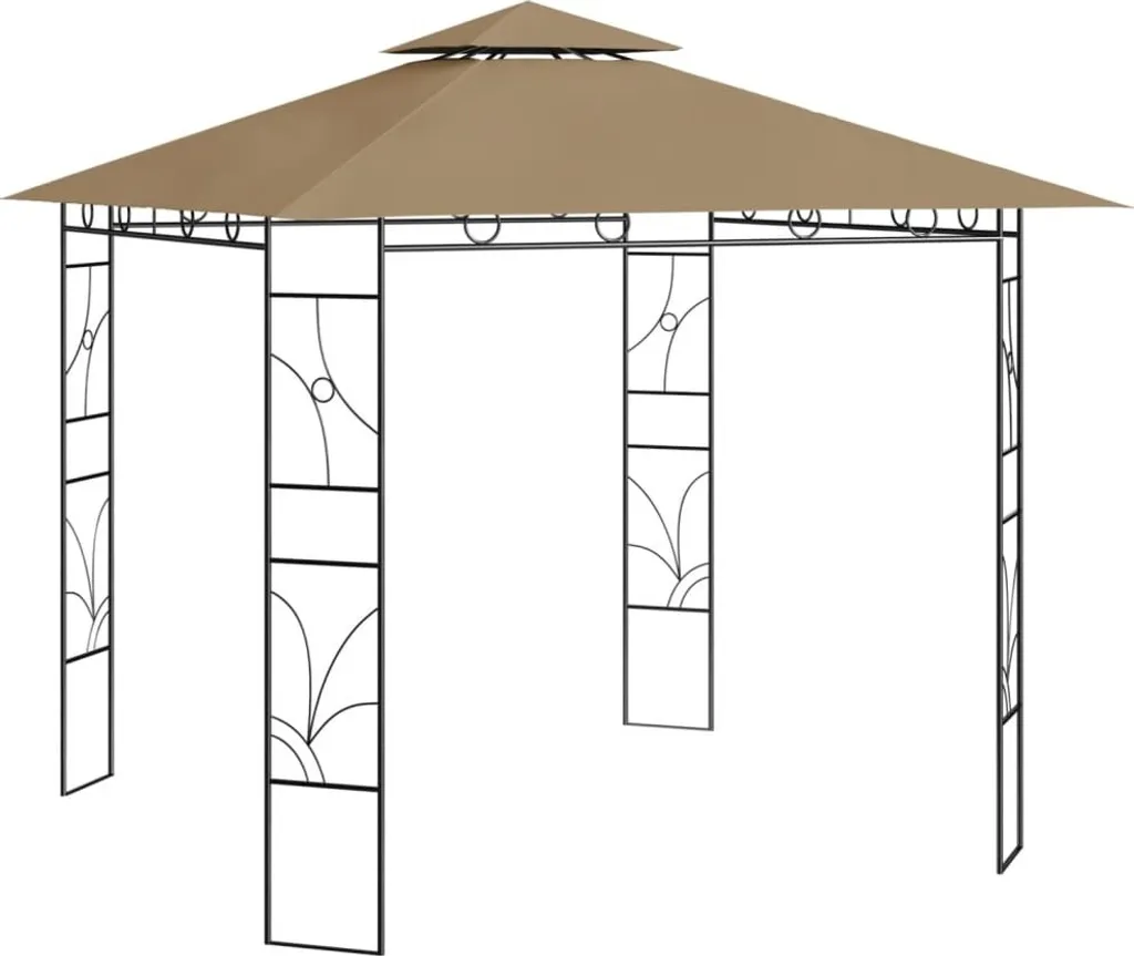 Pavillon de Jardin Taupe 3x3 m - Idéal pour Repas Extérieurs et Ombrage