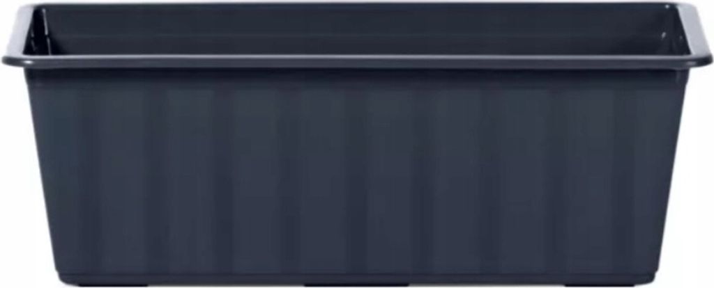 A dark grey rectangular planter box is shown against a white background.