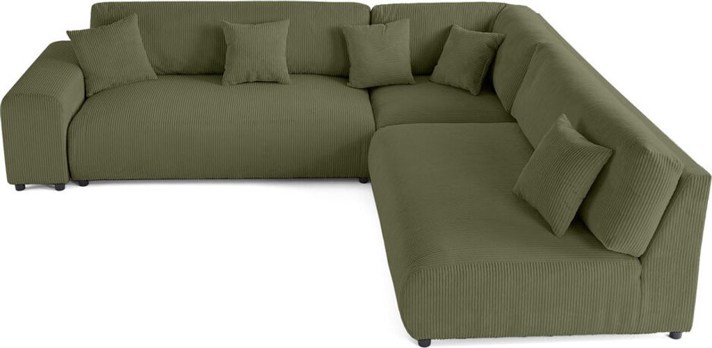 Lisa Design Garance - modulares Ecksofa rechts - 6 Plätze - aus Cordstoff , Grün