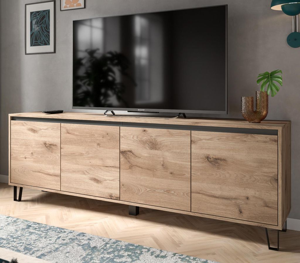 TV-Lowboard "Delio" in Viking Eiche TV Unterschrank 184 cm, mit Soft-Close und Komforthöhe