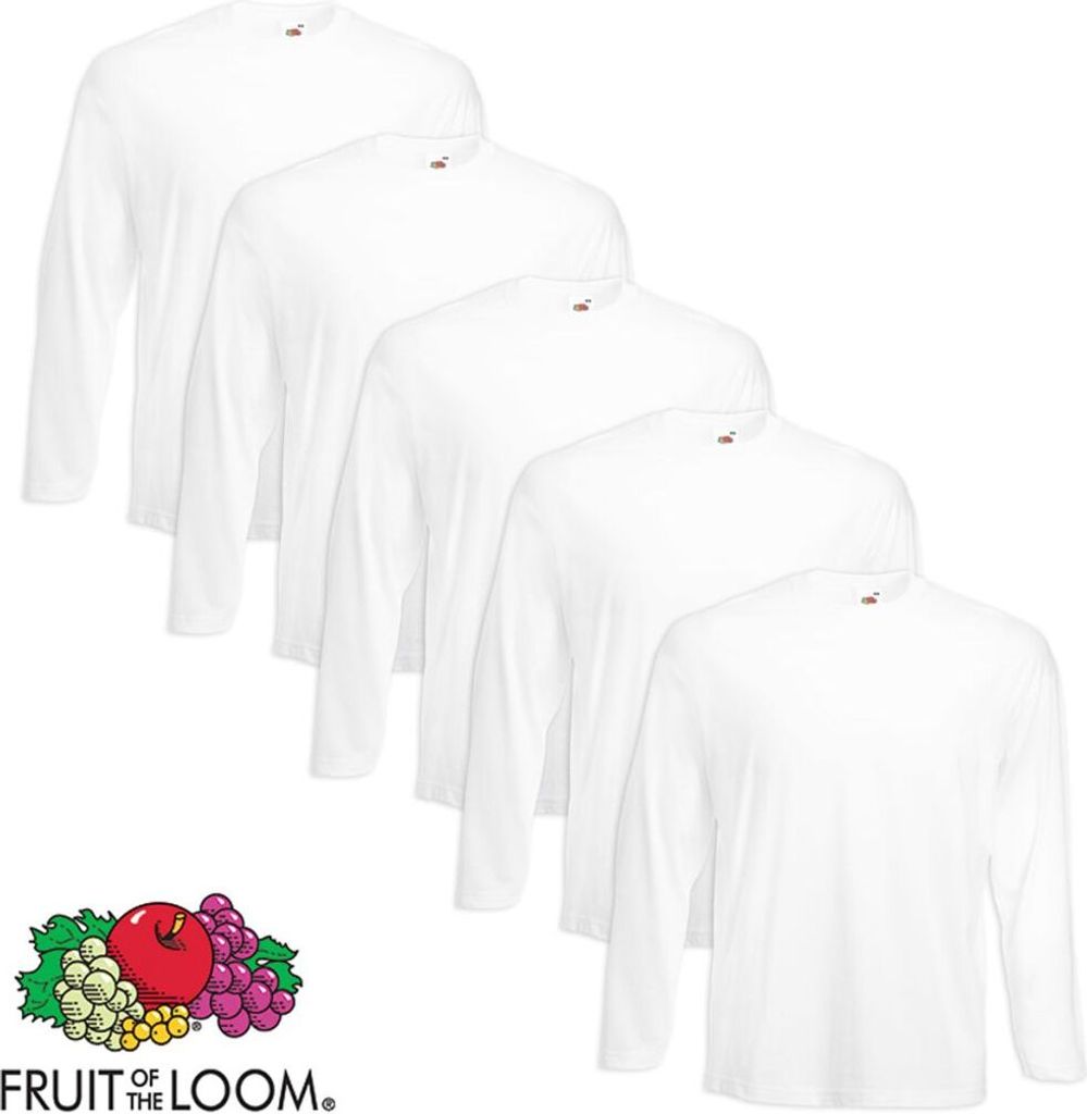 Fruit of the Loom Longsleeve Valueweight T-Shirt 5 Stk. Weiß S