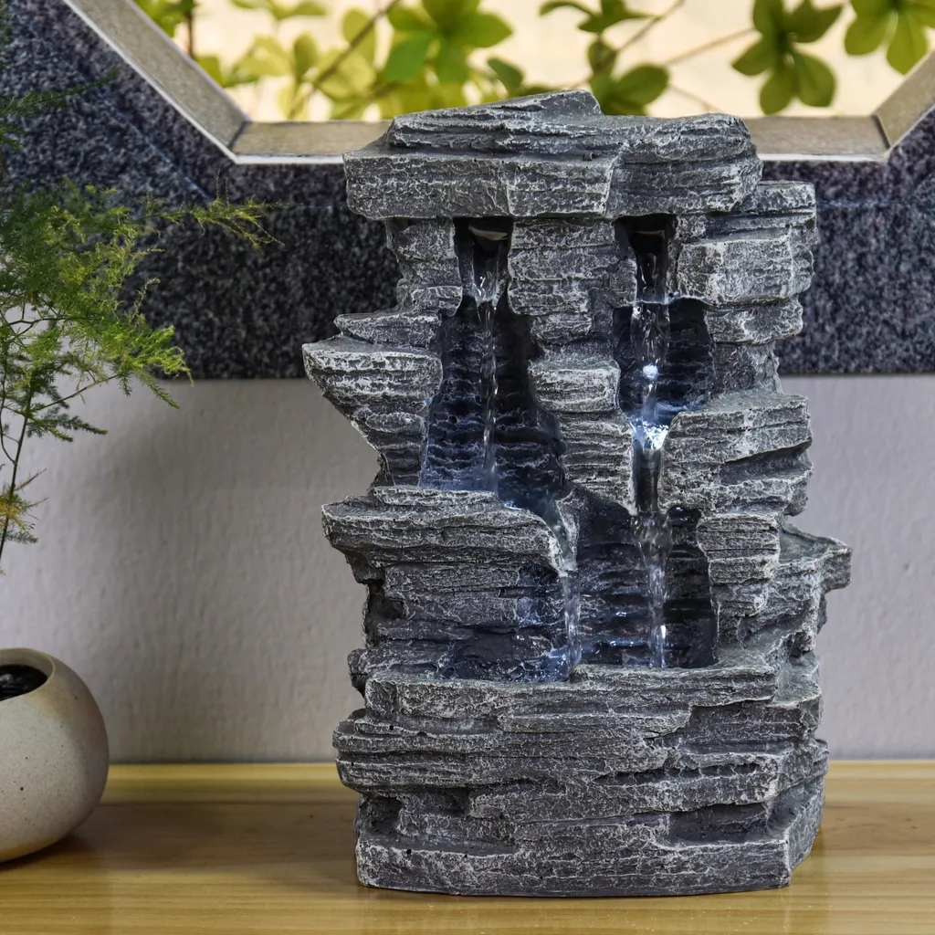 Fontaine Cascade Décorative Intérieure avec Éclairage LED Zen Gris - 3