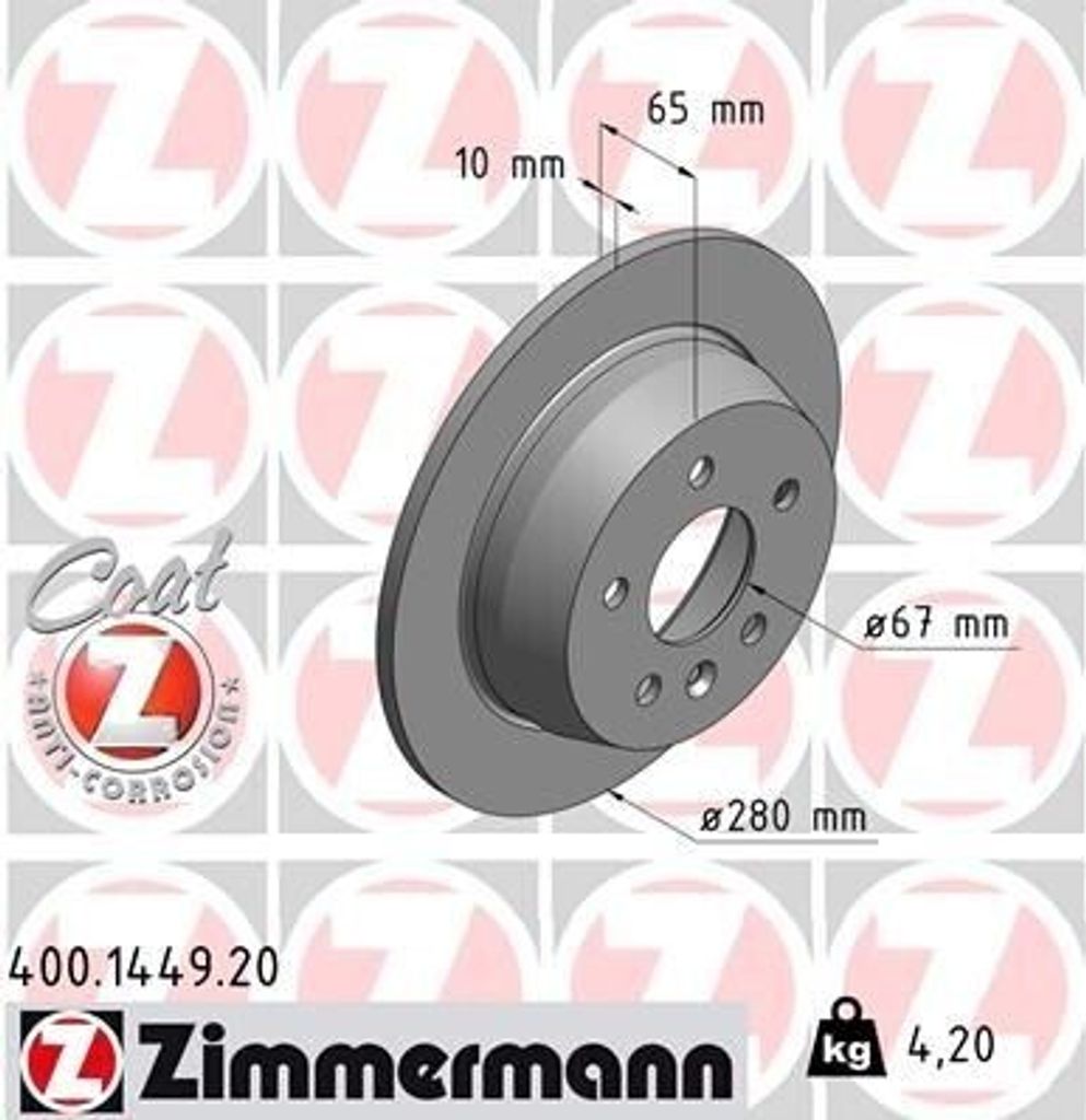 ZIMMERMANN 400.1449.20 - Bremsscheibe für V-Klasse (638/2), Vito (W638)