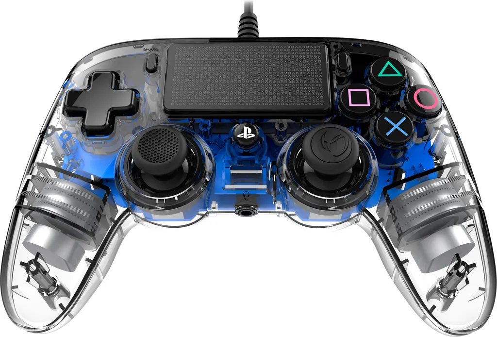 Nacon PS4 Controller Light Edition Blu - Design Trasparente e LED