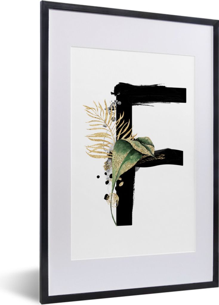 MuchoWow® MuchoWow® Gerahmtes Poster Buchstabe F - Schwarz Produktbild 