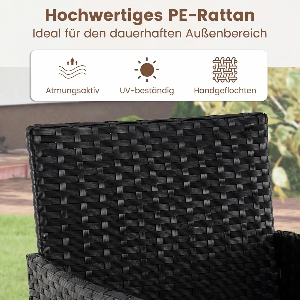 Ensemble de jardin en polyrotin COSTWAY 3 pièces avec table et chaises