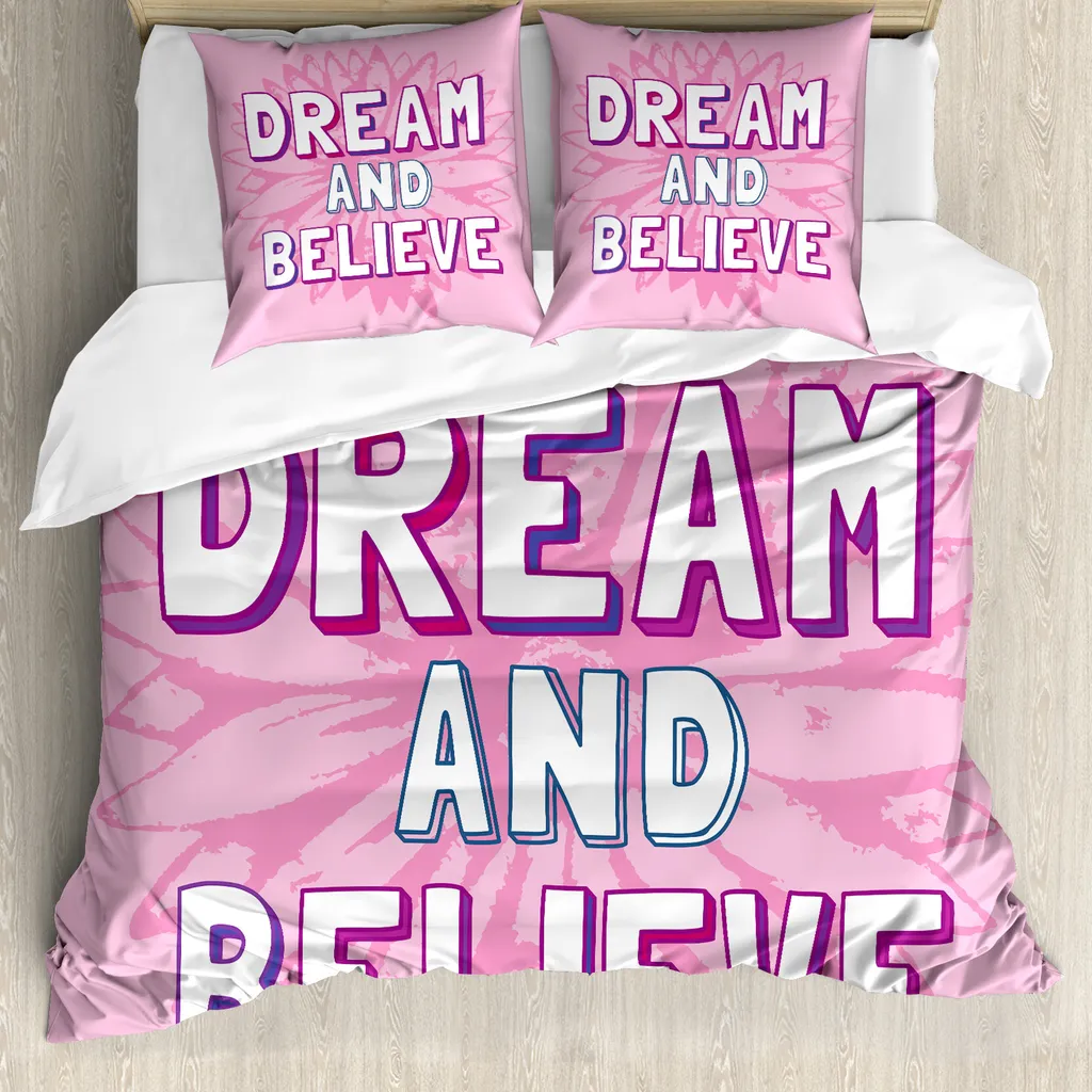 Set Letto ABAKUHAUS 200x200 Rosa | Design con Frasi e Antiacaro