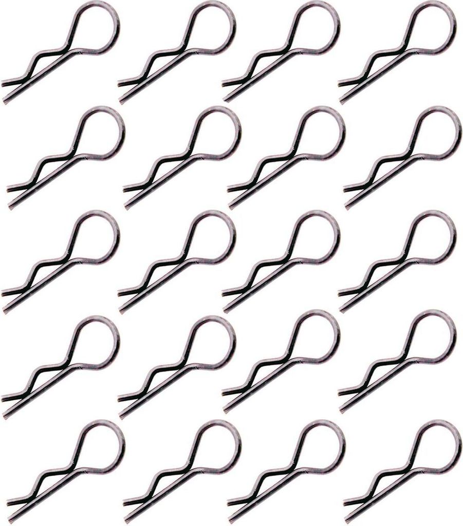 20 Stück Karosserieklammern 1:10 R Splinte 23 mm - silber Produktbild 