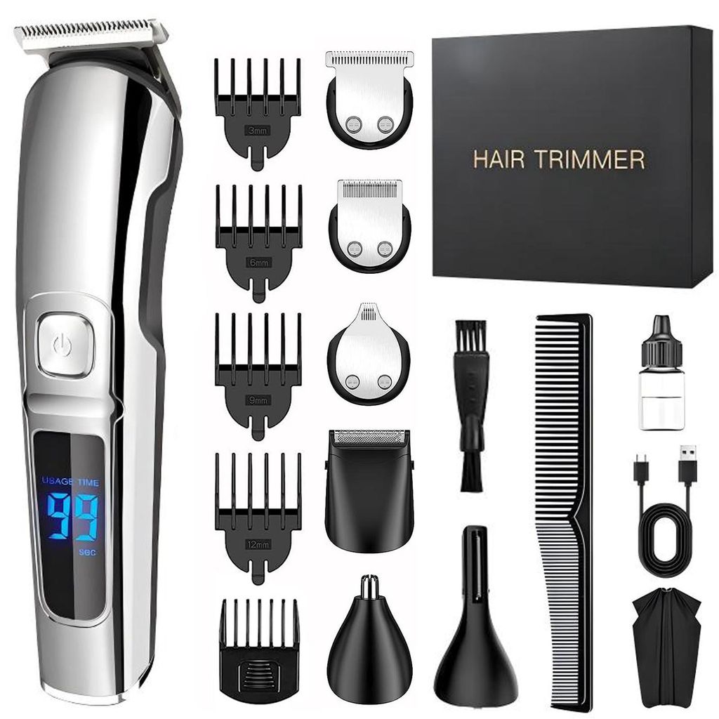 Multifunctionele 6-in-1 herenhaarset met kappersjas, Productafbeelding 