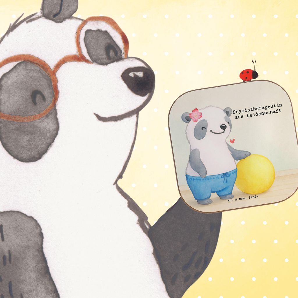 Mr. & Mrs. Panda Tassen Untersetzer Physiotherapeutin Leidenschaft Design - Weiß - Geschenk, gläseruntersetzer, Gläser, unterleger, Holzunterset...