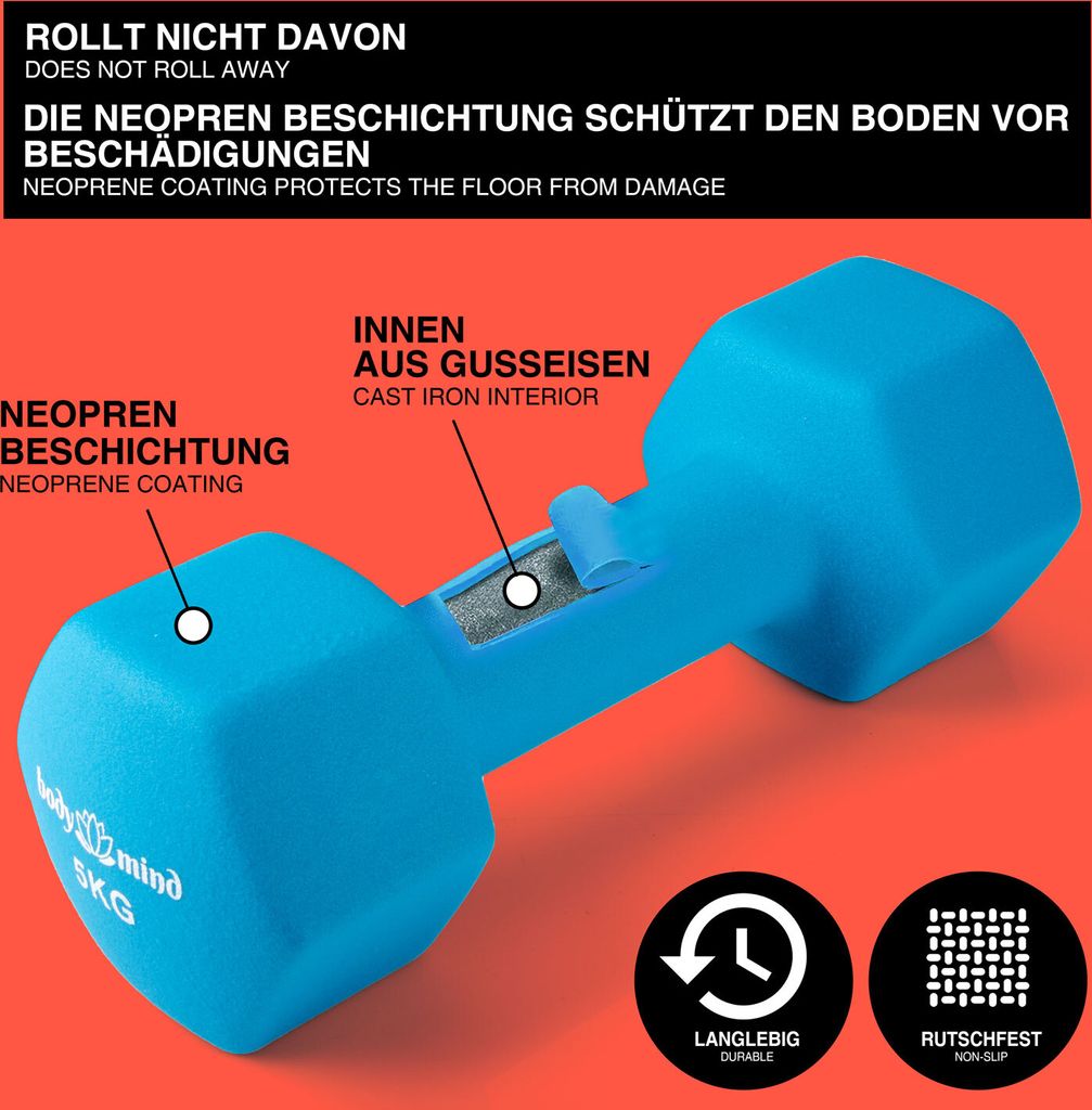 Neopren Hantel 2er Set; 3kg Produktbild 4