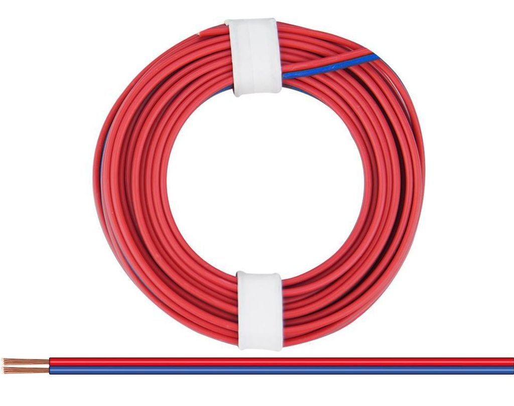 Zwillingslitze isoliert, 2x0,14mm, 5m - Farbe: rot, blau