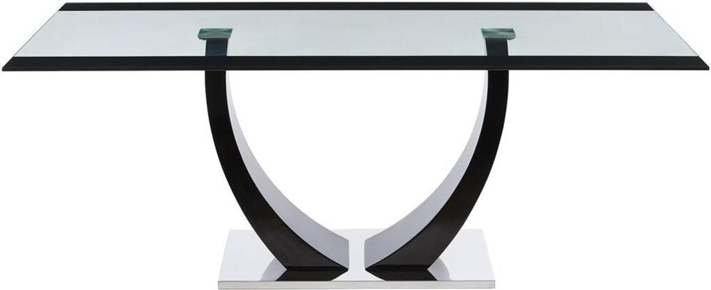 Tisch für 8 Plätze aus MDF, gehärtetem Glas und Edelstahl - schwarz - MEZZO II