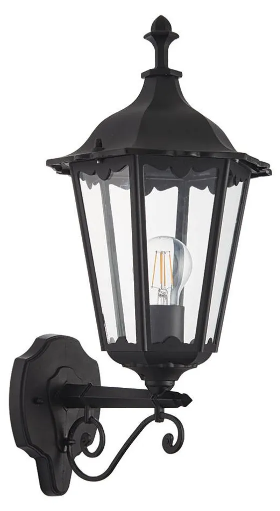 Lanterne murale extérieure noire Burford en aluminium 49cm IP44