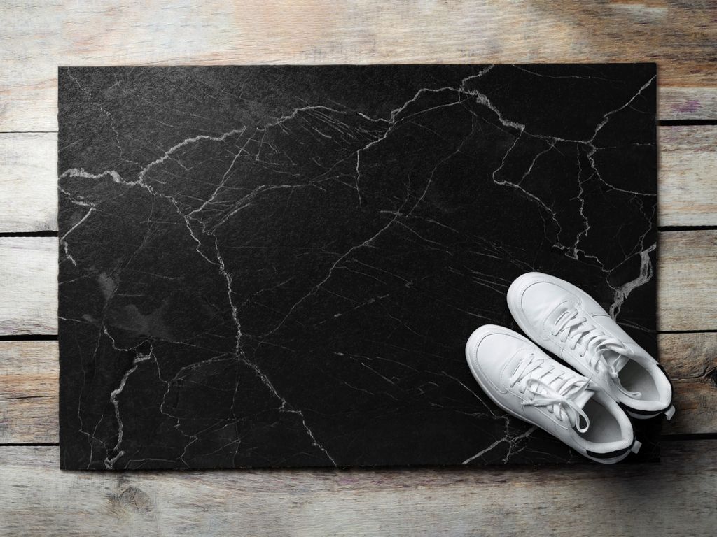 Fußmatte Aussen - Schuhmatte Haustür- Schmutzfangmatte Türvorleger - Outdoor Teppich Schmutzfänger - 90x60 cm - Marmor der Dunkelheit