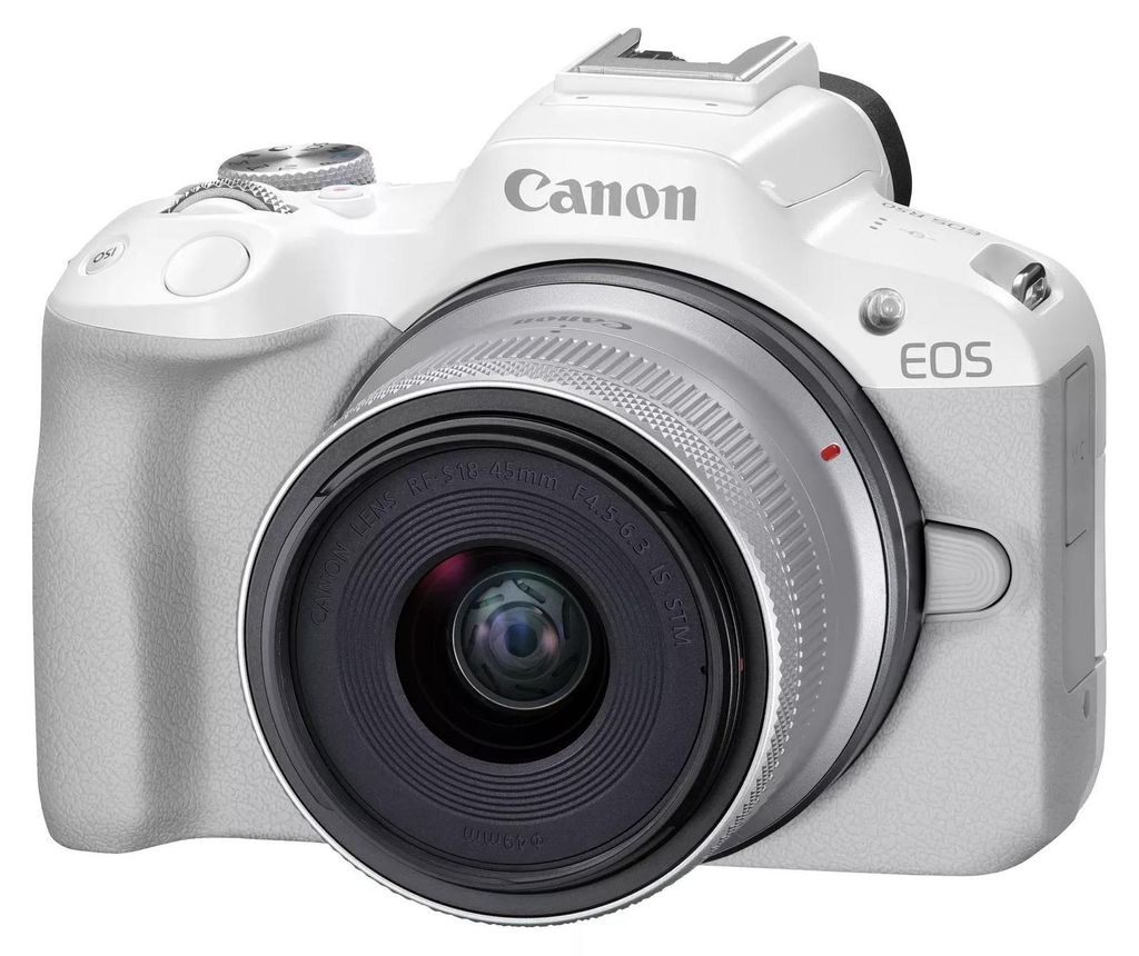 Canon EOS R50, Weiß + RF-S 18-45mm F4.5-6.3 IS STM Kit, Produktbild 