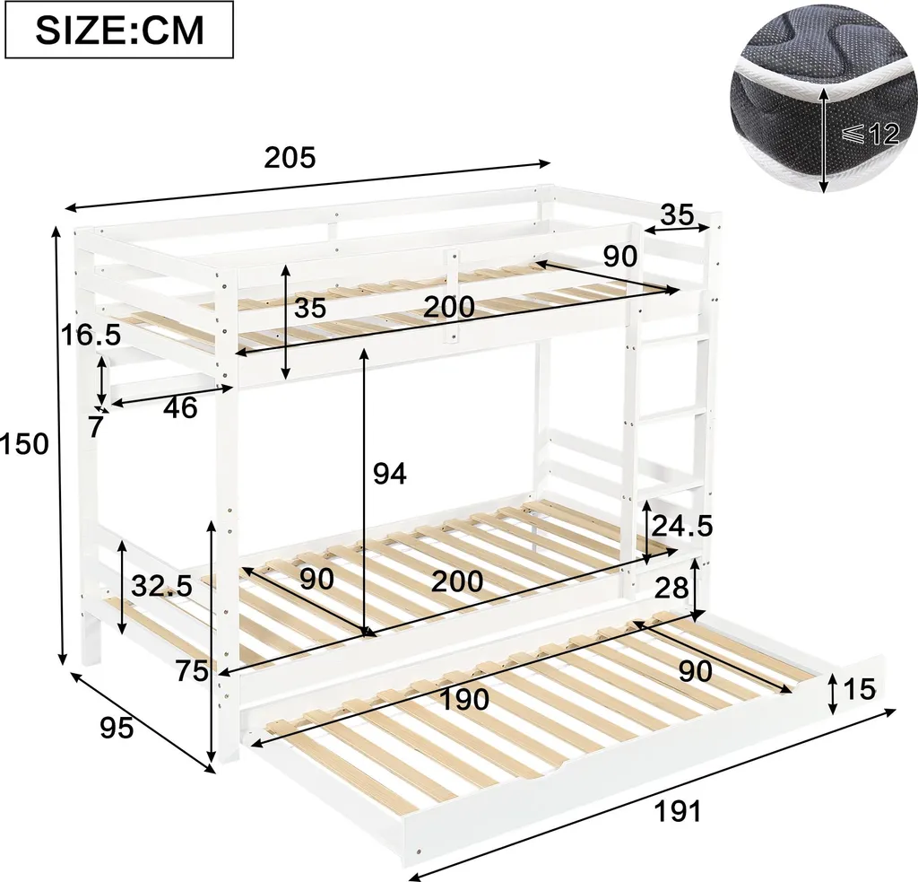 Optimisez l'espace avec ce lit superposé 90x200 et son lit tiroir
