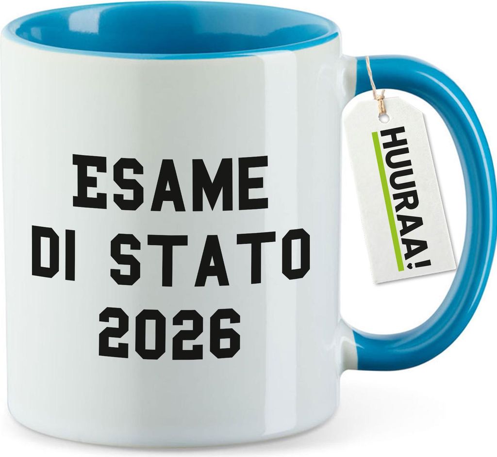 Huuraa Kaffeetasse Esame di Stato 2026 Abschluss Italien 330ml Blau Keramik Kaffeebecher Geschenkidee