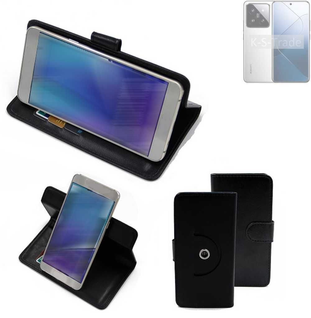 K-S-Trade Case Schutzhülle Handyhülle kompatibel mit Xiaomi 14 Pro Flipcase Smartphone Cover Handy Schutz Tasche Klapphülle Walletcase schwarz