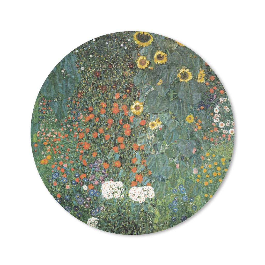 MuchoWow Mauspad Mousepad Bauerngarten mit Sonnenblumen - Gustav Klimt Gemälde 40x40 cm - Mousepads - Maus Mat - Pad - Mausunterlage - Schreibti...