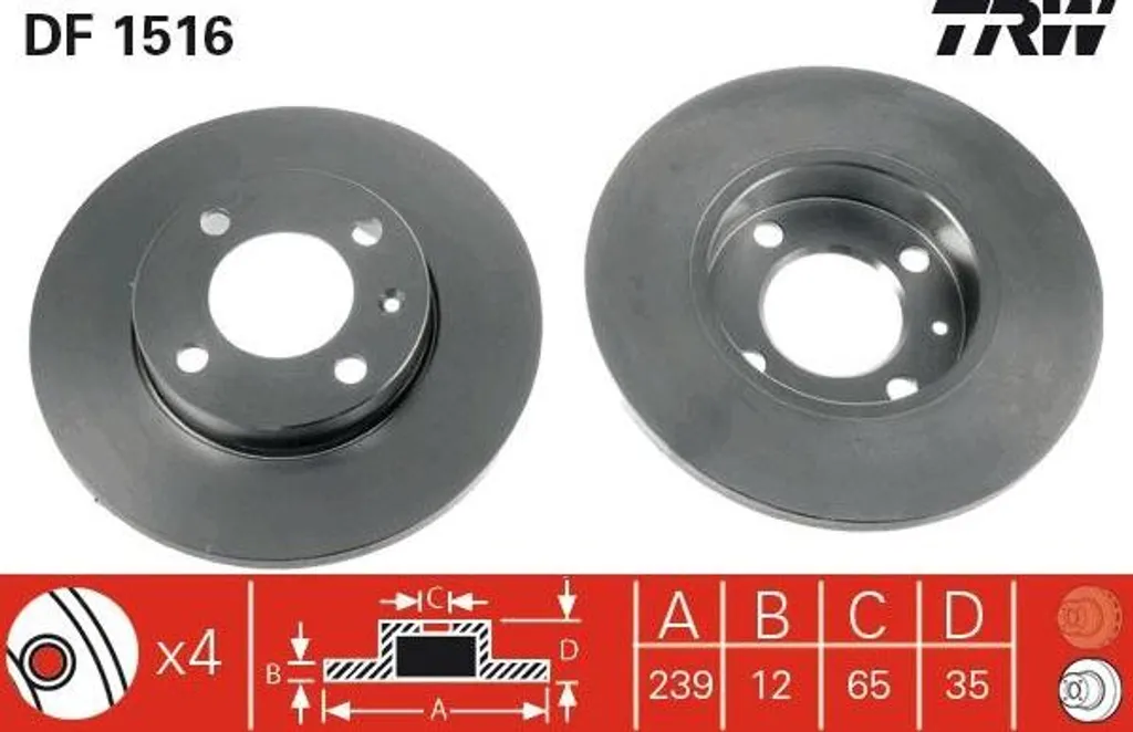 Disque de frein plein TRW compatible avec Seat Cordoba et Ibiza