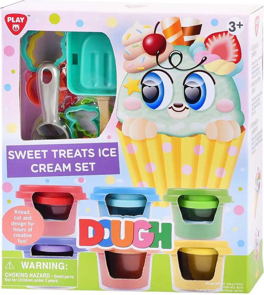 Playgo Set d'argile bonbons glacés avec 6 pots de pâte à modeler colorée