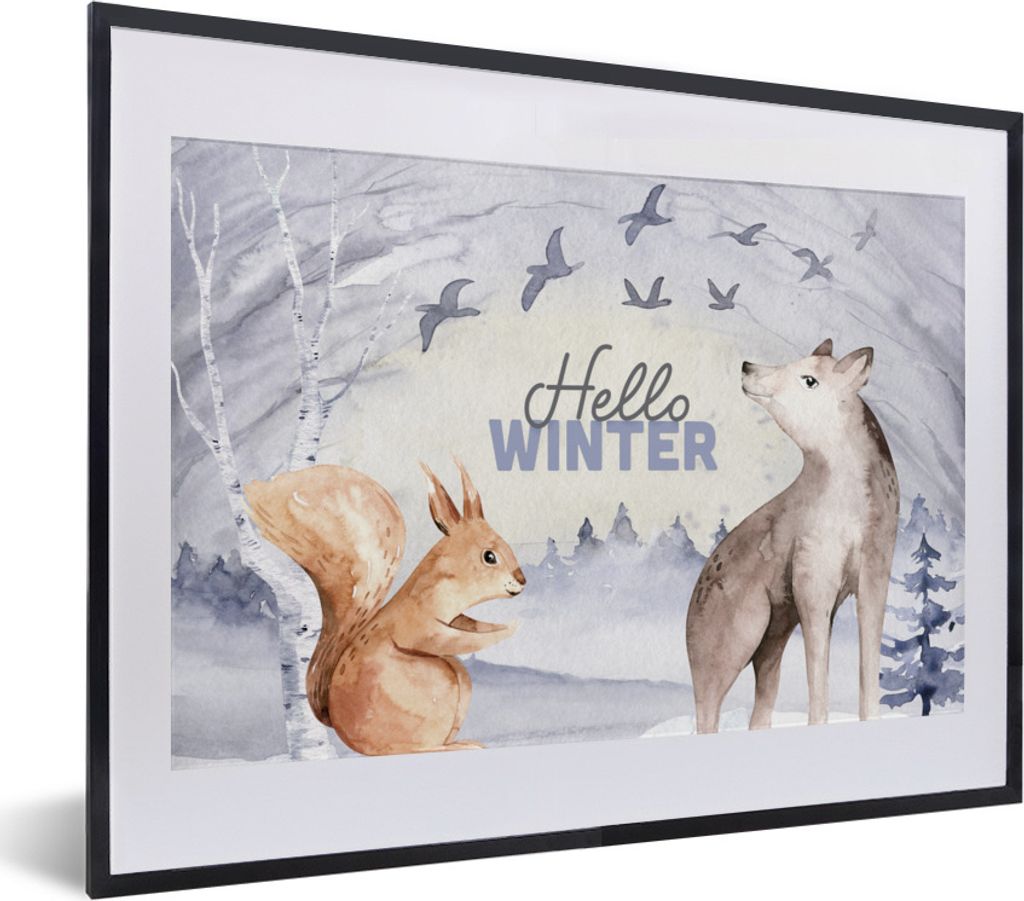 MuchoWow® Gerahmtes Poster Schnee - Winter - Tiere 40x30 cm Produktbild 