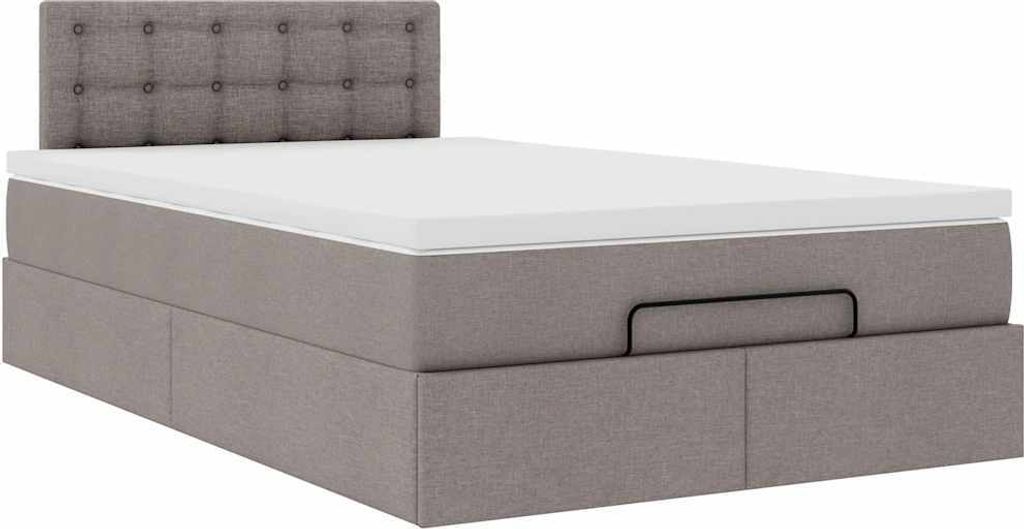 "2026"Cloris Ottoman-Bett mit Matratze Taupe 120x200cm Stoff - Klassische Betten Bettrahmen eleganten853609