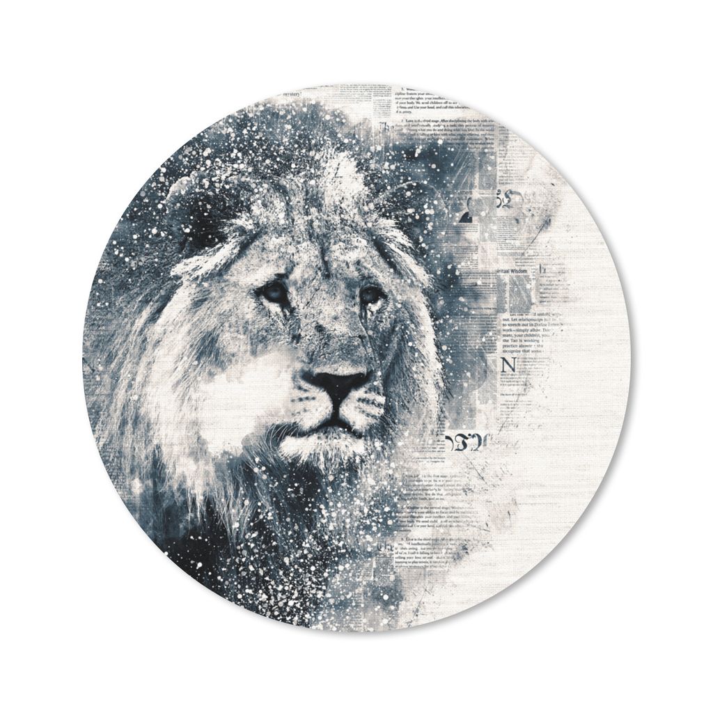 MuchoWow Mauspad Mousepad Löwe - Zeitung - Blau 50x50 cm - Mousepads - Maus Mat - Pad - Mausunterlage - Vinyl