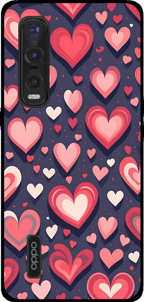 Smartphonica Custodia per telefono adatta a Oppo Find X2 Pro con impronta di cuore - Custodia backcover in TPU con design a cuore