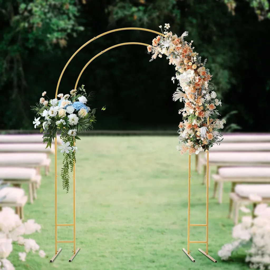 Arche décorative de jardin en métal blanc support pour fleurs et fêtes - 10