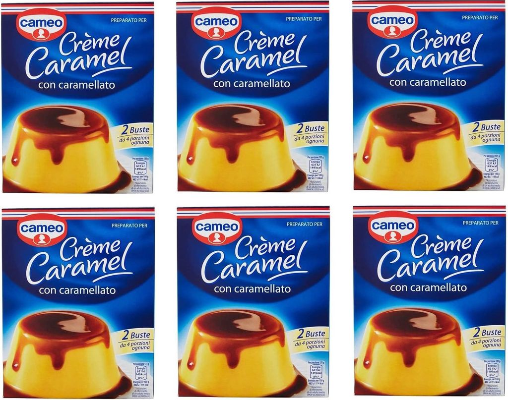 6x Cameo Preparato per Crème Caramel con caramellato Zubereitet für Crème Caramel Für Desserts zubereitet 200g