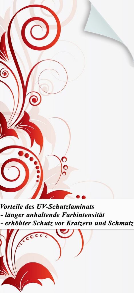 Wallario selbstklebende Türtapete 93 x 205 cm mit Schutzlaminat - Abstrakte rote Blumenschnörkel