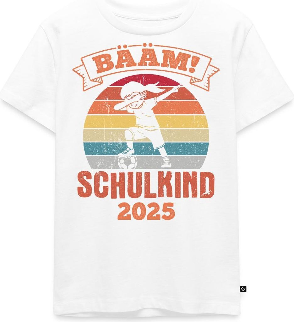 Spreadshirt Bääm! Schulkind 2025 Einschulung Dab Kinder Premium T-Shirt, 110/116 (4 Jahre), Weiß