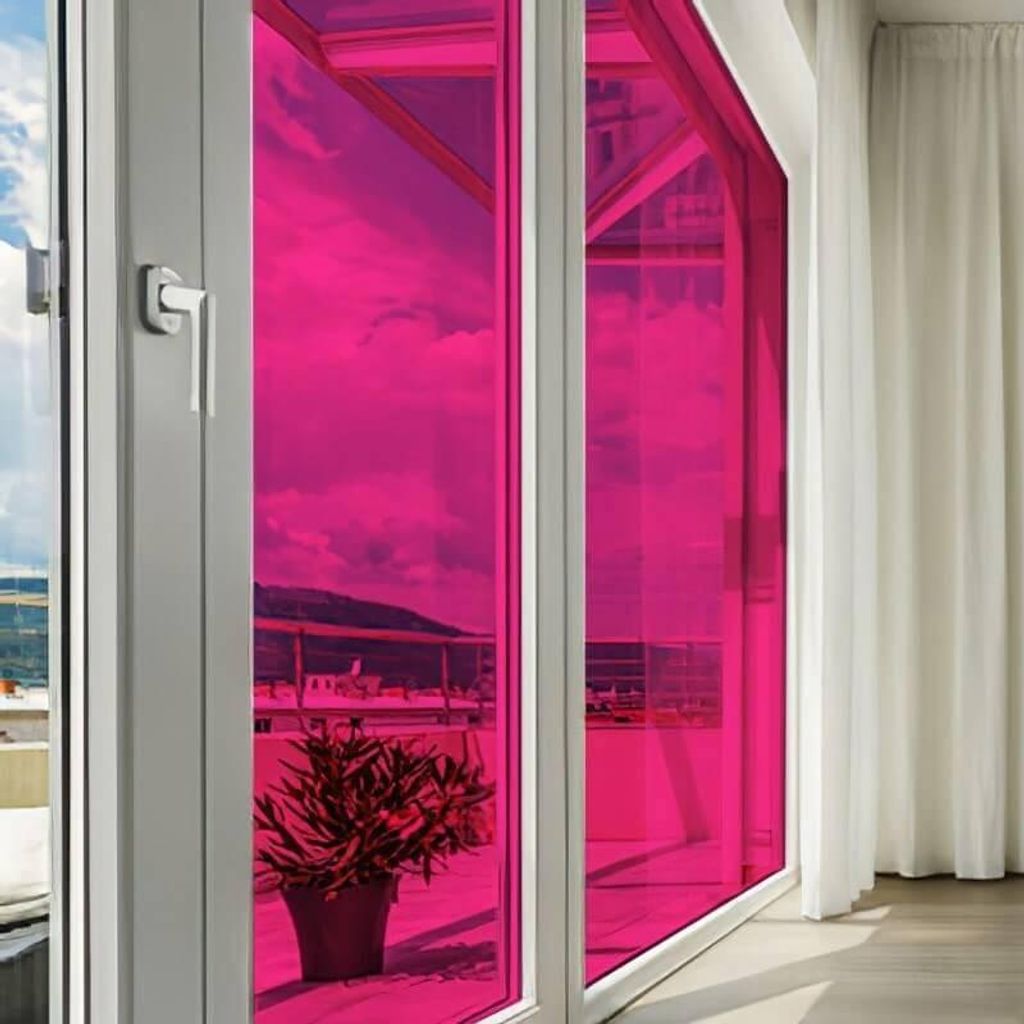 DIMEXACT - DIMEXACT Selbstklebende Sonnenschutzfolie für Autofenster, farbig, transparent für Fenster, Rosa, Breite 1,52 m, Rolle -152 cm x 10 m ...