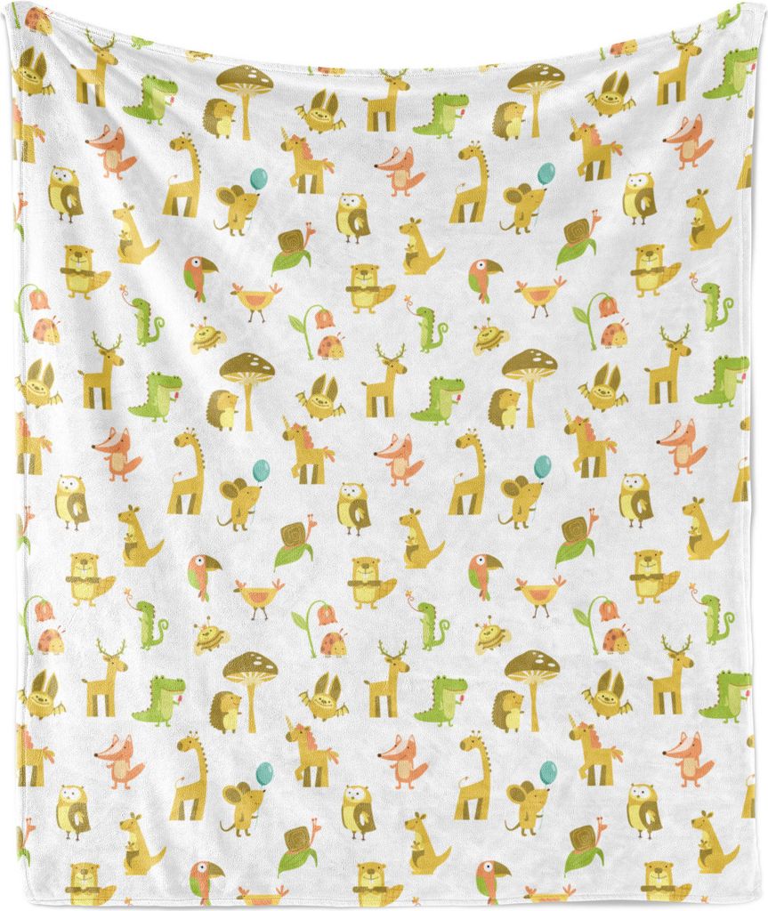 ABAKUHAUS Tier Weich Flanell Fleece Decke, Verschiedene Kreaturen Verstreute, Gemütlicher Plüsch für den Innen- und Außenbereich, 125 x 175 cm,...