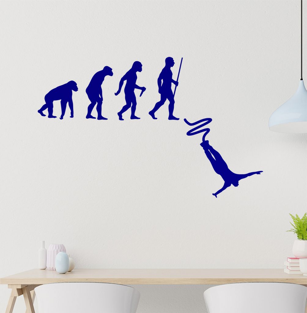 Bungeespringen Evolution Wandtattoo Wandaufkleber Wall Sticker - Dekoration, Küche, Wohnzimmer, Schlafzimmer, Badezimmer
