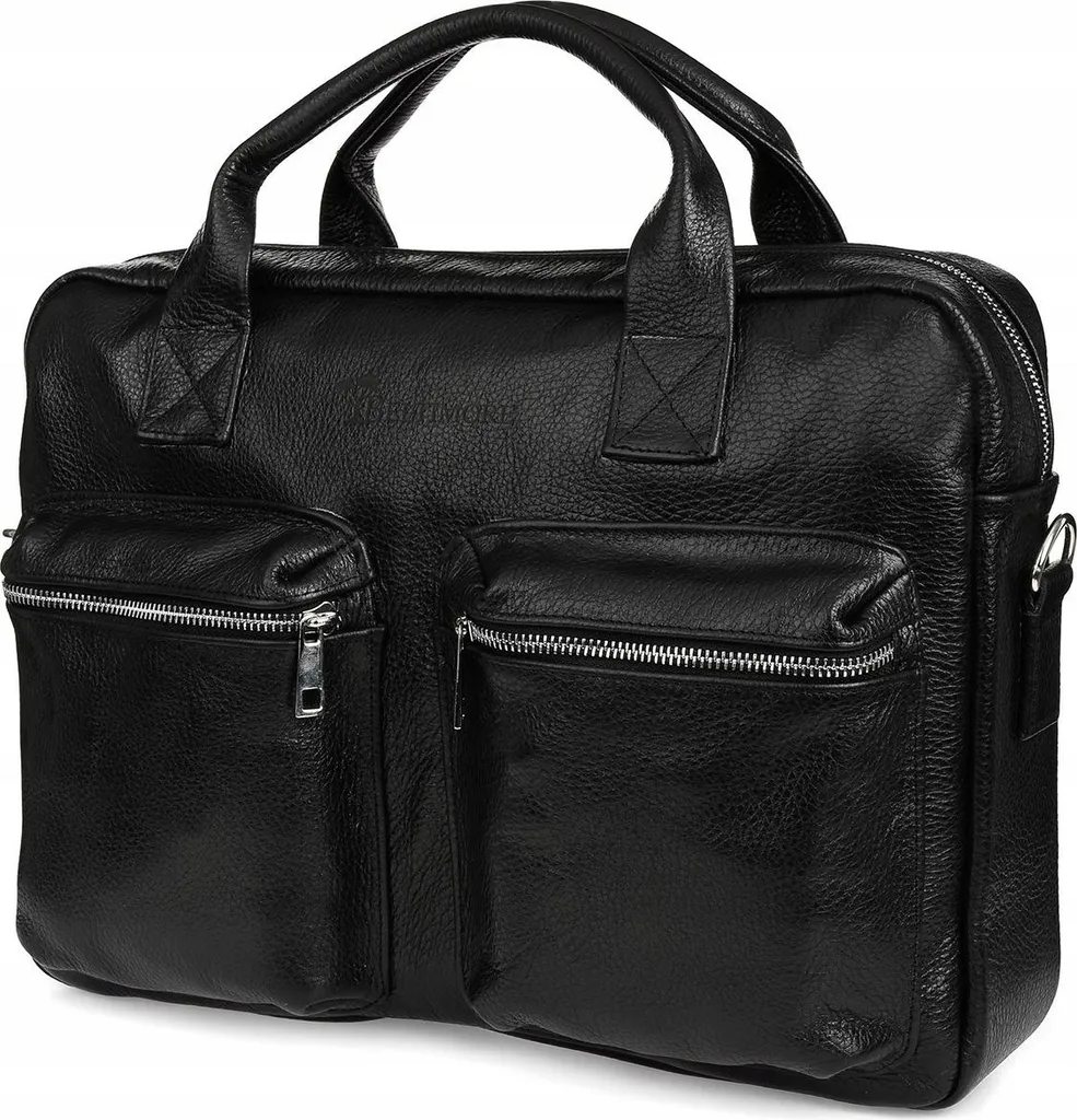 Sacoche Ordinateur Portable en Cuir Noir Grand Sac Business Homme