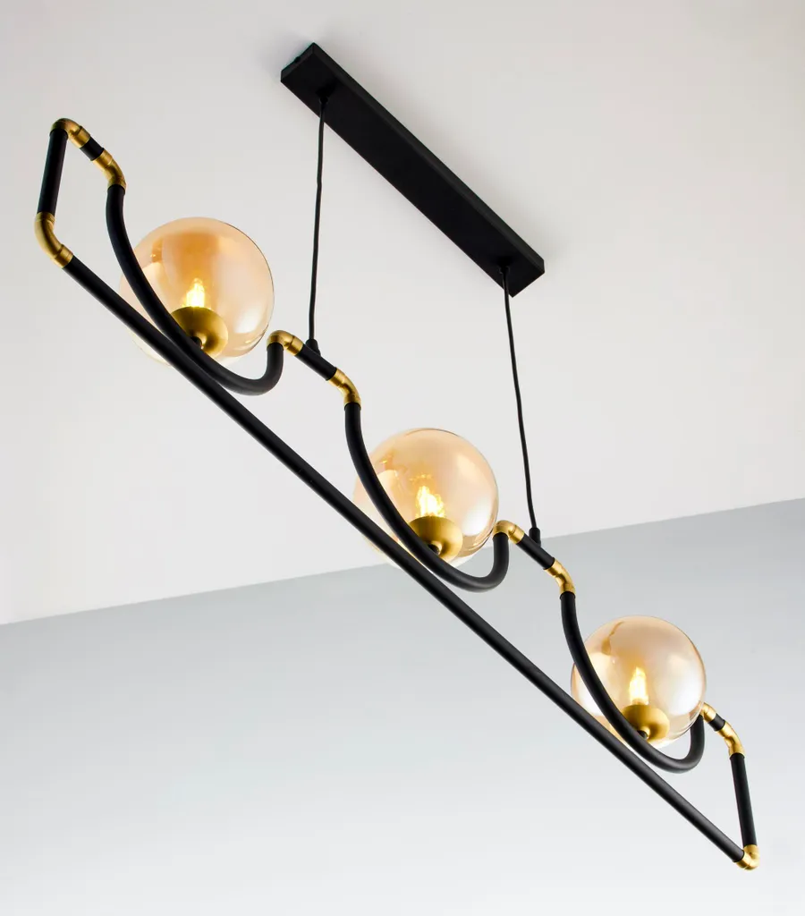 Suspension Design HANZA 100cm - Solution Éclairage Salon Chic et Or
