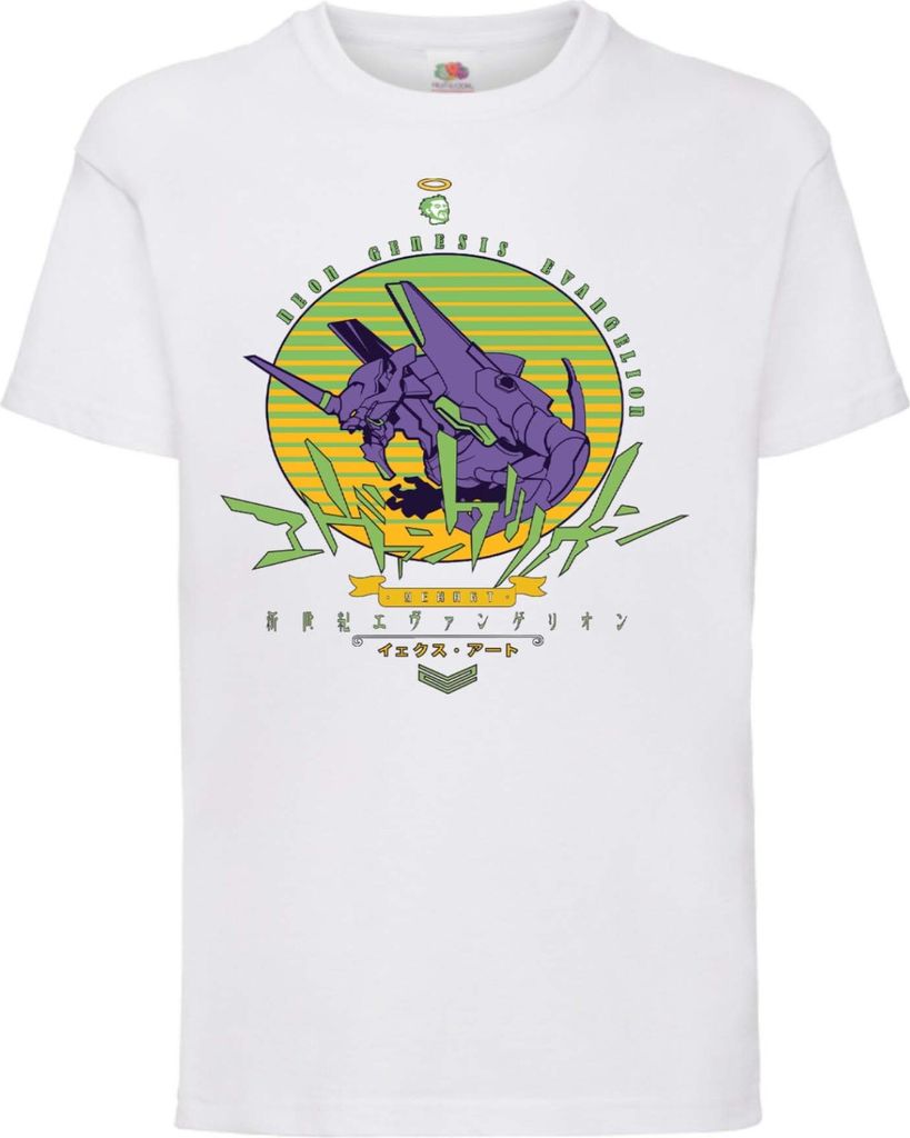 Kinder T-Shirt Neon Anime Genesis Manga Evangelion Eva Unit 01 Eva Unit, 5-6 Jahr - 116 / Weiß