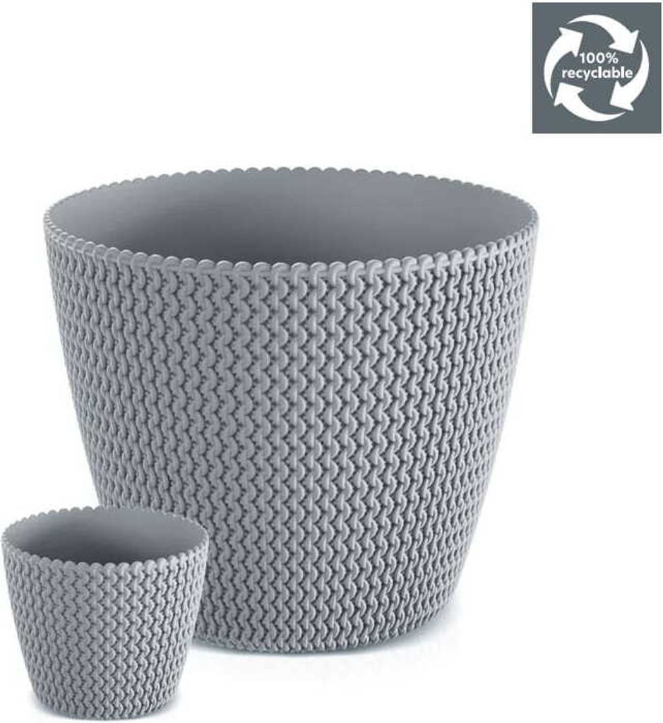 Vaso Zanvic Modello Splofy 2, Bianco, 16x13 Cm, Effetto Lavorato A Maglia, In Polipropilene Per Interni Ed Esterni