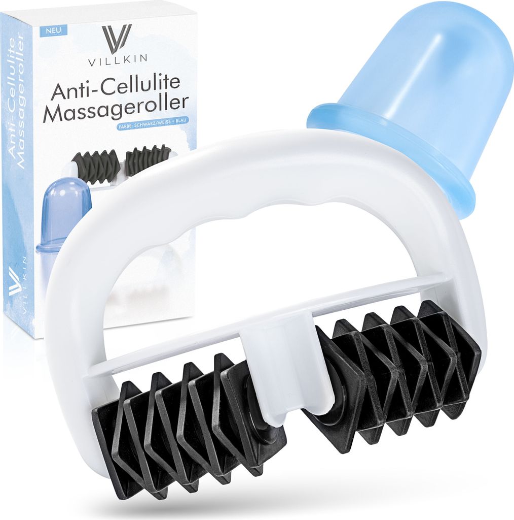 Villkin Anti-Cellulite Massageroller – Für straffe & glatte Haut | Fördert Durchblutung & Fettabbau | Inkl. Cellulite Cup