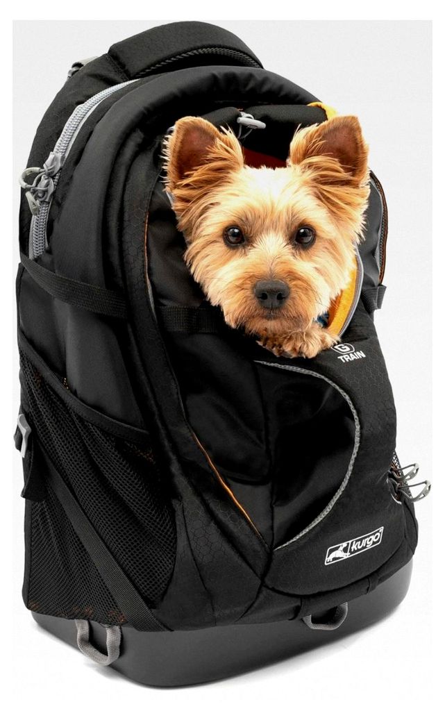 G-Train Hunderucksack mit integriertem Haustierfach, wasserfester Boden, für Haustiere bis 11 kg, schwarz