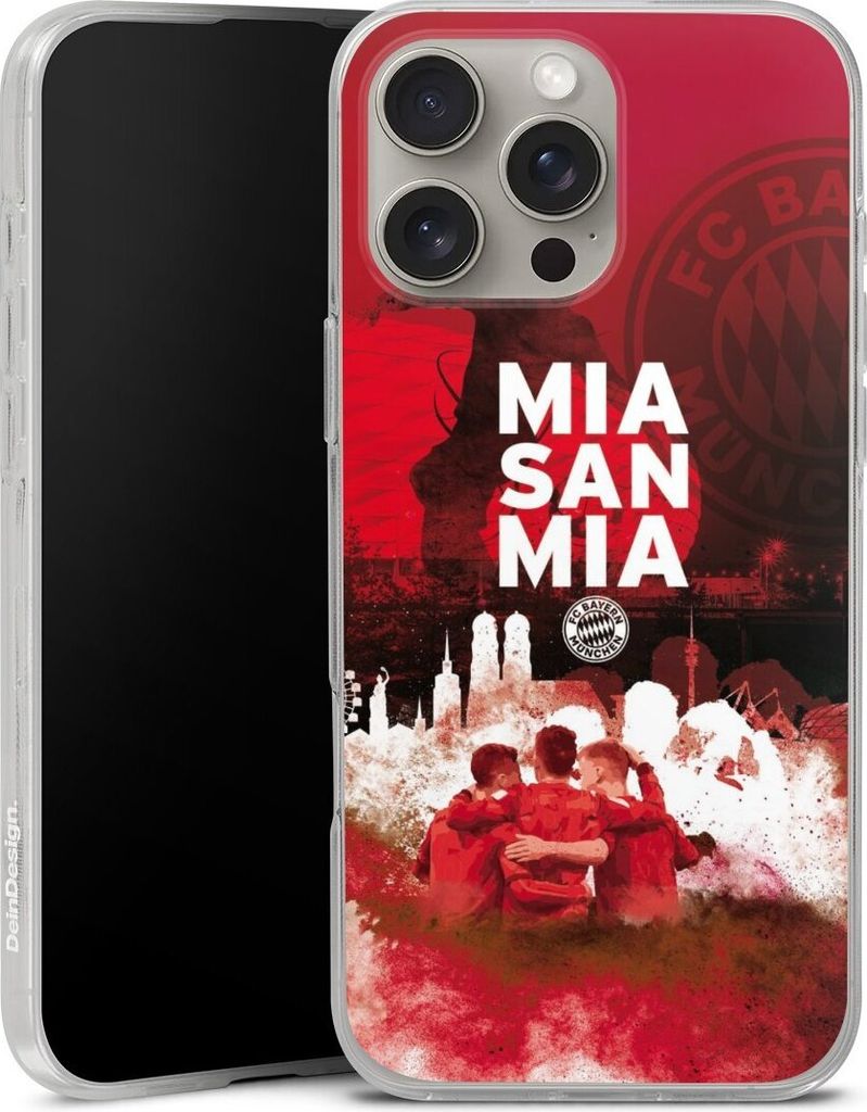 DeinDesign Handyhülle für Apple iPhone 16 Pro Max Silikon Hülle Case Smartphone Schutzhülle FC Bayern München FCB Mia San Mia