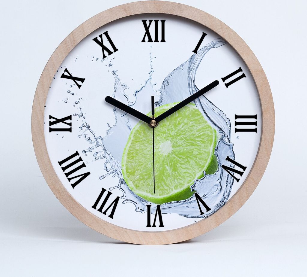 Holzuhr 30fi cm wanduhr - schwarze Spitzen - Limette