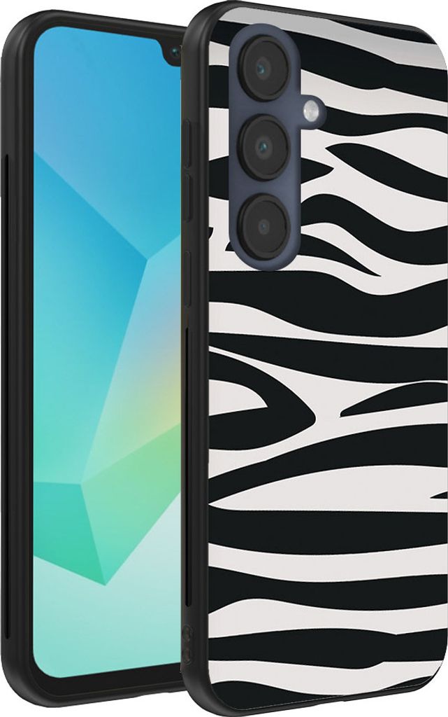Smartphonica Handytasche geeignet für Samsung Galaxy A16 mit Zebradruck - TPU zurück Abdeckung Fall Zebra-Design - Schwarz Weiß