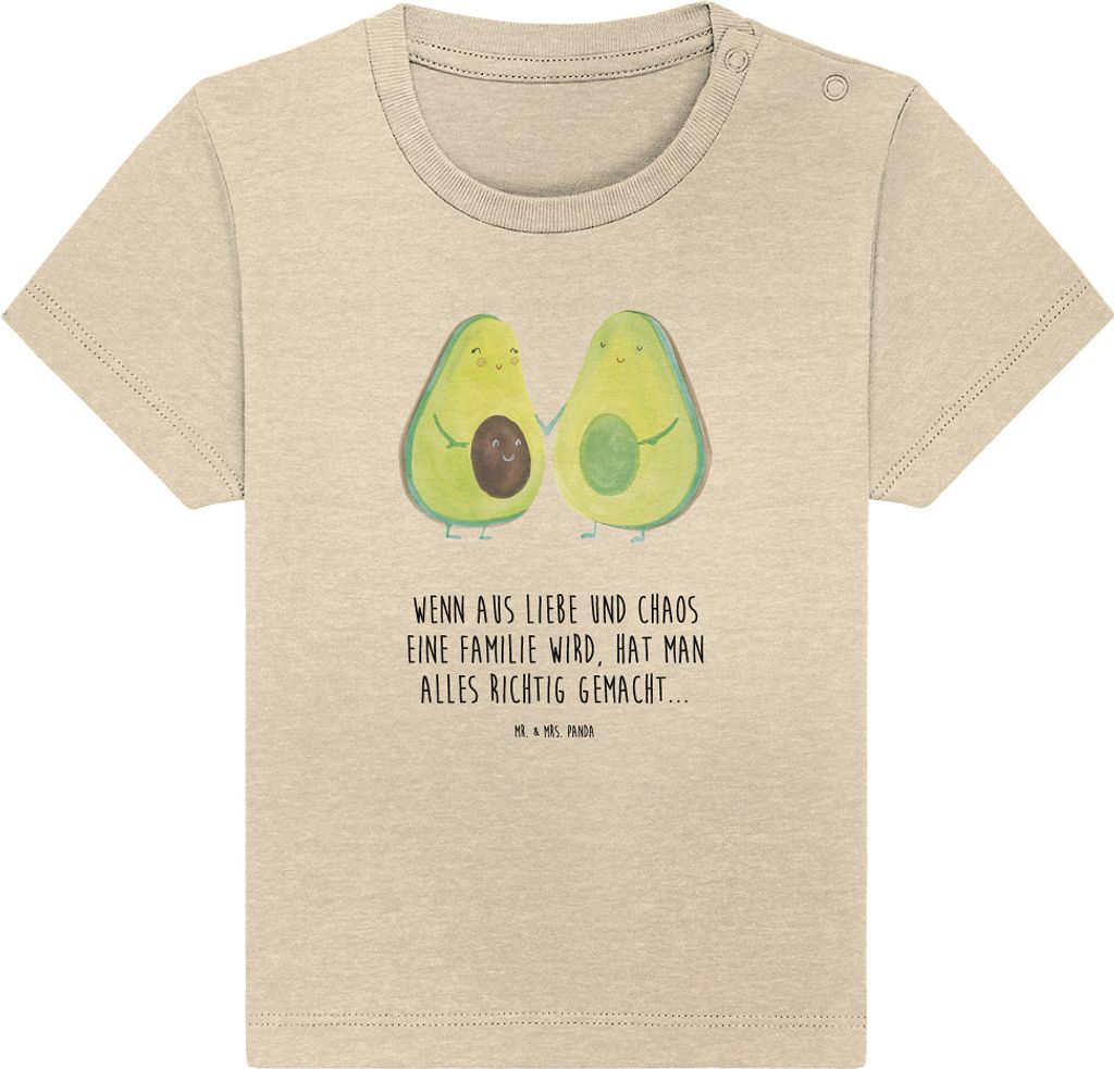 Mr. & Mrs. Panda T-Shirt Avocado Pärchen 6. - 12. Monat - Natural Raw - Geschenk, Liebe, Kinder Shirt, Hochzeit, Babyshirt, Geburt, Schwangerschaf...