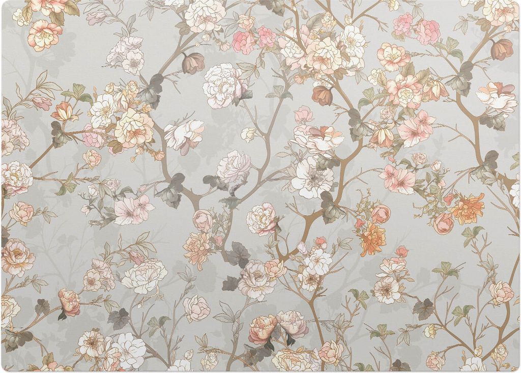 Florales Ornament – Bodenschutzmatte – Stuhlunterlage 140x100 cm – Rutschfest – Hartbodenmatte