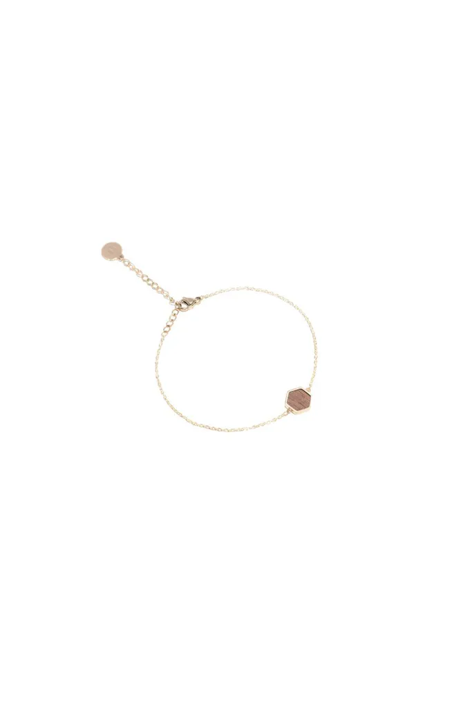 BeWooden Aurum: Bracciale Esagonale XS/S Legno e Acciaio Sostenibile